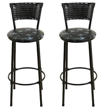 Imagem de CONJUNTO 2 BANQUETAS BANCO ALTO BARZINHO JUNCO VIME (PRETO FLORIDO)