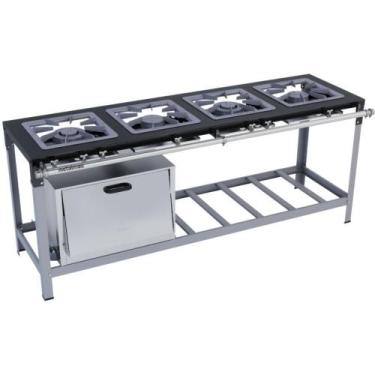 Imagem de Fogão Industrial Stori Premium 4 Bocas 40x40 com Forno em Linha M12 Pi