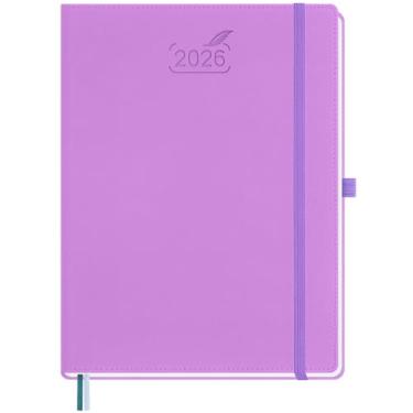 Imagem de BEZEND Agenda 2026 semanal e mensal (21,6 cm x 28 cm) calendário diário com horários e abas de hora em hora (janeiro a dezembro), notas e despesas, suporte para caneta, bolso interno, capa dura de