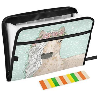 Imagem de Pasta de arquivo expansível com etiquetas adesivas, 13 bolsos, turquesa, acordeão, pasta de documentos com fecho de zíper, pasta de documentos em papel A4 para crianças, escola, meninos e meninas