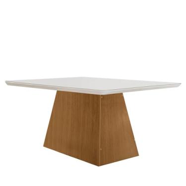 Imagem de Mesa Sala de Jantar Aida 120cm Em MDF e Vidro Com Canto Copo