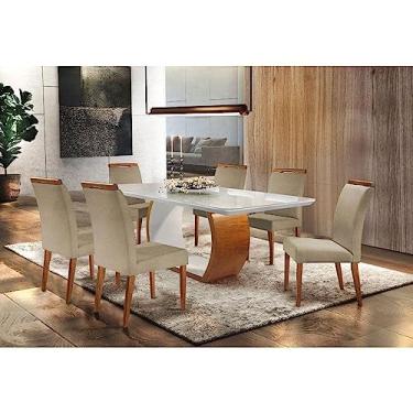 Imagem de Mesa de Jantar Bella 220cm em Madeira Maciça e Vidro Mobillare