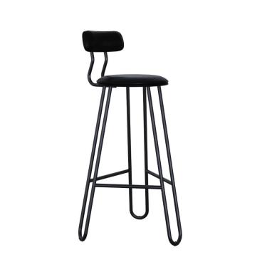 Imagem de Conjunto 4 Banquetas Alta Ginger Com Encosto Courino Preto