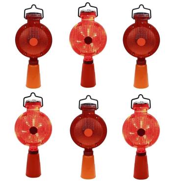 Imagem de Sinalizador Viario Solar Cone Kit 6 Uni Automatico Segurança Rodovia Pista Rua Estrada Obra Iluminaçao LED Fiscalizaçao 