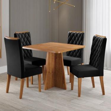 Imagem de Mesa de Jantar 4 Lugares Vang - Viero Móveis Mel/Preto - Viero Móveis,