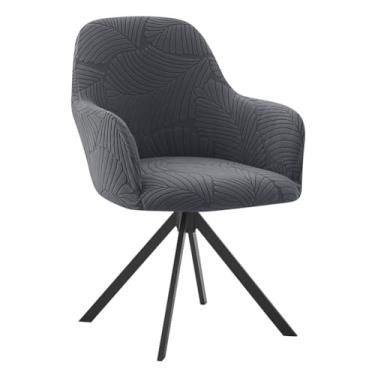 Imagem de Lzyjckh Capa para Cadeira de Jantar com Braços, Capa para Cadeiras com Encosto Curvo de Alta Elasticidade para Decoração de Casa e Sala de Estar,Dark gray,1PC