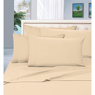 Imagem de Elegant Comfort Jogo de cama luxuoso de 1500 fios, qualidade egípcia, 6 peças, sem rugas e resistente ao desbotamento, King, creme