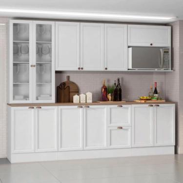 Imagem de Composição Cozinha Olívia com Cristaleira 5 Peças 12 Portas com Tampo 