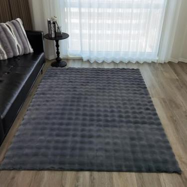 Imagem de GLORY RUGS Area Rugs Tapete de pele sintética macia de coelho 12,5 x 17,8 cm, cinza polar, felpudo, aconchegante e fofo, antiderrapante, lavável na máquina, tapete felpudo para quarto, sala de estar e