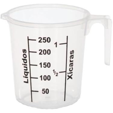 Imagem de Jarra Medidora Plástica 250ml Transparente com Bico – Graduada, Compacta e Resistente Escritex