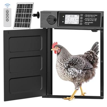 Imagem de Porta de galinheiro automática de tamanho grande alimentada por energia solar, abridor de porta dupla de porta de frango, sensor de luz, modos de temporizador para manutenção segura e conveniente de