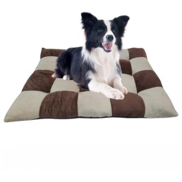 Imagem de Almofada Pet 50x60 Cachorro Gato Cama Conforto Colchonete Quadriculado(MARROM COM AVELÃ)