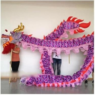 Imagem de Tamanho De Seda De Dae Do Dragão De 5.5m Para 6 Jogadores, Fase Chinesa Do Folclore Da Parada De Halloween Do Partido De Performae Do Ano Novo, Purple, 5.5m Length