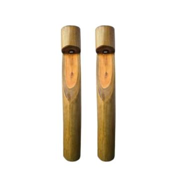 Imagem de Poste Balizador LED em Eucalipto Tratado, 70x10 cm, Kit com 2 Unidades, Iluminação Externa para Jardins e Caminhos