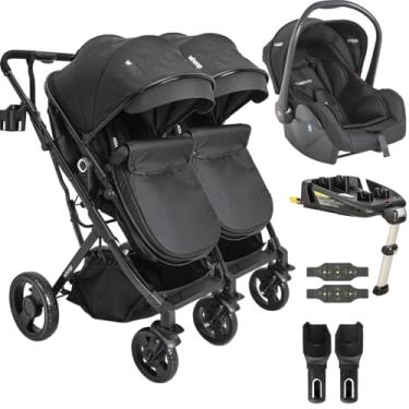Imagem de Carrinho Kiddo de Gemeos Bebe Conforto Base ISOFIX Vox Preto