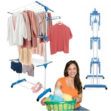 Imagem de Varal De Chão 3 Andares Grande Retrátil Dobrável Portátil Vertical