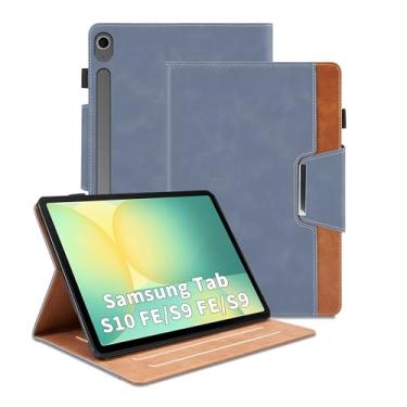 Imagem de Capa para Samsung Galaxy Tab S10 FE/S9 FE 10,9 polegadas/S9 11 polegadas - capa com suporte de visualização em vários ângulos com bolso, capa fólio de couro PU com fecho magnético, capa para tablet
