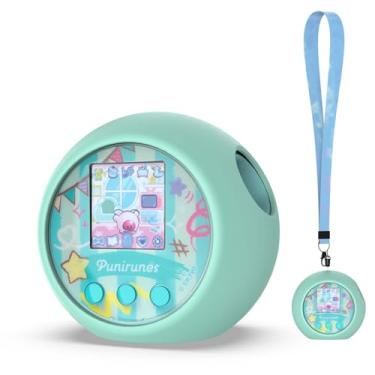Imagem de FIOPAZ Silicone Case Compatible with Punirunes Virtual Pet, Protective Skin for Punirunes Interactive Digital Pet Cover, Drop Resistant with Neck Lanyard (Aqua Blue)