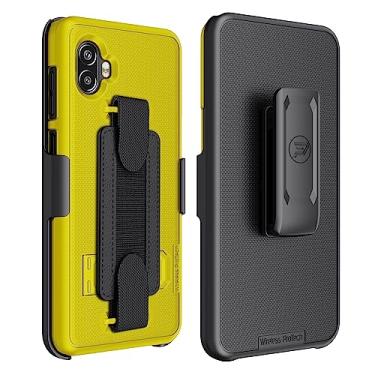 Imagem de Wireless ProTech Capa compatível com Samsung Galaxy XCover6 Pro (SM-G736), combo de capa e clipe de cinto com alça de mão e protetor de tela (amarelo)