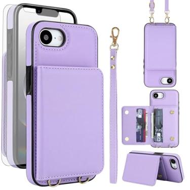 Imagem de Asuwish Capa de celular para iPhone 16e/SE 2025/SE 4 carteira com protetor de tela de vidro temperado, alça de pulso, bloqueio de RFID, porta-cartão i Phone16e i16e 16 e SE4 4ª geração 16eCase