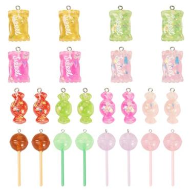Imagem de KISSITTY 24 pingentes coloridos de resina doce pingente de resina sortida imitação de doces kawaii pingentes pendentes de geleca kawaii para pulseiras, colares, brincos, chaveiros, acessórios para