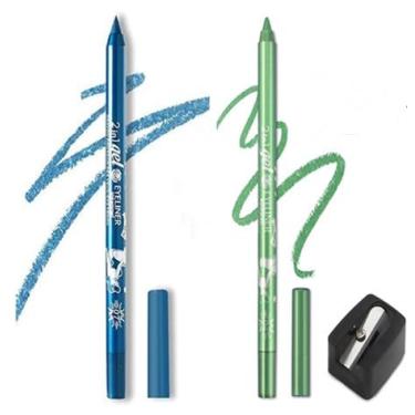 Imagem de Fato de lápis de delineador flash de gel colorido, 2 canetas de delineador de olhos, caneta de delineador de olhos impermeável, sombra de olhos, sobrancelha, lápis de olhos (07 azul & 08 verde)