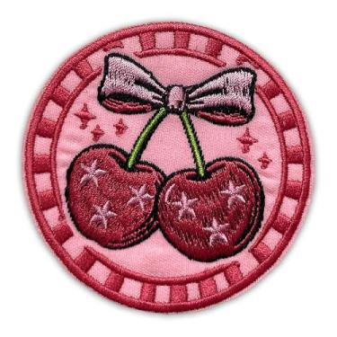 Imagem de Fita de laço de cereja coquete patch 7,6 cm feminino, feminista, estética, fita rosa fofa, aplique de tecido bordado a ferro em/costurado para caminhoneiro, roupas, mochila, acessórios faça você mesmo