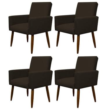 Imagem de Kit 4 Poltronas Decorativa Sala E Quarto Nina Suede Herrero Cor:marrom Escuro