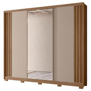 Imagem de Guarda Roupa Casal Arizona 3 Portas Carvalho Fendi Com Espelho - Moval