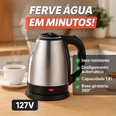 Imagem de Chaleira 110v 1100w Desligamento Automático Jarra Elétrica Bule Inox C