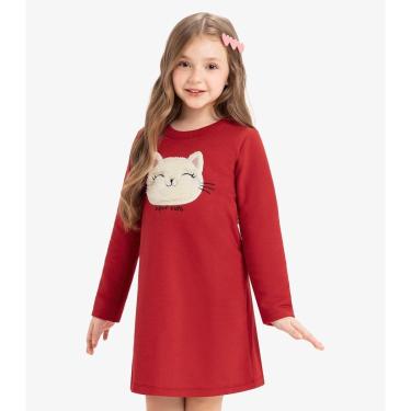 Imagem de Vestido Infantil Manga Longa Rovi Kids Vermelho-Feminino