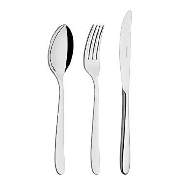 Imagem de Faqueiro Tramontina Cannes em Aço Inox com Facas de Mesa Forjadas Acabamento Alto Brilho e Estojo de Madeira 42 Peças