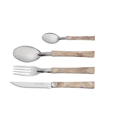 Imagem de Faqueiro com 180 Peças Cabo Plástico Bege Travertino Linha Essencia