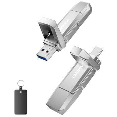 Imagem de GARMESE Unidade flash SSD USB C de 512 GB até 450 MB/s, SSD externo tipo C + USB A USB 3.2 com duas portas, unidade externa 2 em 1 para iPhone 17/16/15 Series/Mac/telefone Android