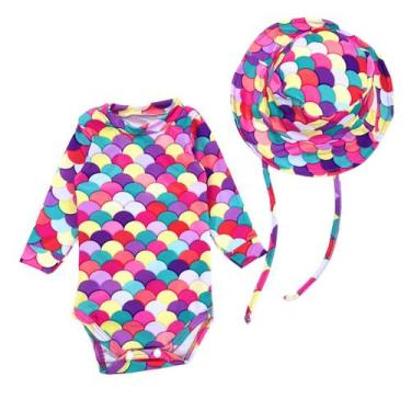 Imagem de Kit Body + Chapéu Bebê Proteção Solar Praia Piscina Verão - Fofotinhos