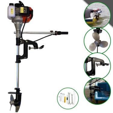 Imagem de Motor de Popa Alta Rotação Import Way IWMPG2T52 À Gasolina 2T 52cc 2,5HP 7.500rpm Rabeta Completa Com Hélice 16cm Para Barcos de Porte Pequeno