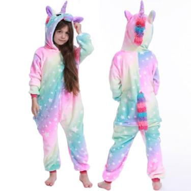 Imagem de Plustrong Pijamas infantis de flanela para meninos e meninas, fantasias de Halloween para crianças, Unicórnio, 8-9 Anos