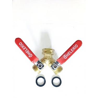 Imagem de JEAPHA Divisor de mangueira divisor de mangueira de jardim de latão resistente de 2 vias com conector divisor de mangueira de fluxo total externo de aço inoxidável 304, válvula Y 3/4