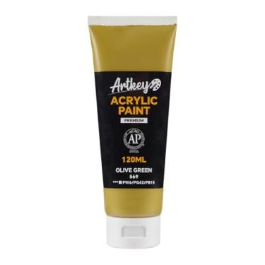 Imagem de Artkey Tinta acrílica - verde oliva (120 ml/115.1 g) tubos, pigmentos ricos e vibrantes, tintas acrílicas para artistas profissionais - Materiais de arte para tela, madeira, rocha, argila, tecido