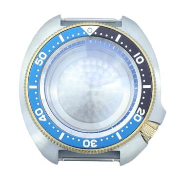 Imagem de FEIYASHI Caixa de relógio dourada PVD de vidro safira de luxo de 44 mm moldura de alumínio de aço inoxidável para peças de movimento NH35 NH34/36, NH35 NH34/36/38 Movimento + anel capítulo azul 9