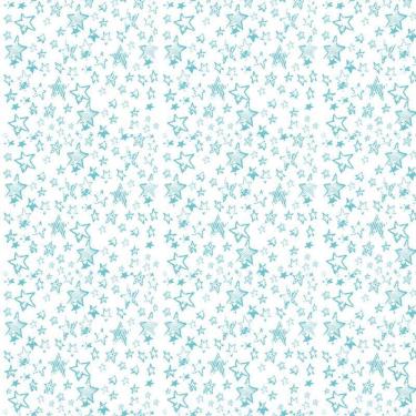Imagem de Papel De Parede Branco Com Estrelas Azul Claro Adesivo Sala
