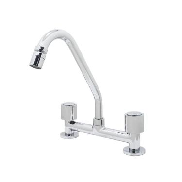 Imagem de Torneira Pia Misturador Cozinha Bica Móvel Com Articulador Bancada Luxo Cromado Metal 1/4v