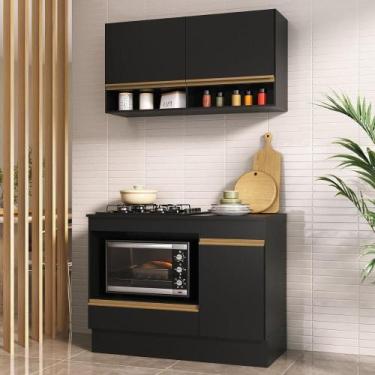 Imagem de Armário Cozinha Modulada Compacta 105cm com Balcão para Cooktop e Roda