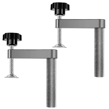 Imagem de 2 peças braçadeira de bancada aço inoxidável para carpintaria braçadeira rápida operação com uma mão braçadeira de buraco de cachorro ajustável clipe de mesa ferramenta de carpinteiro portátil para
