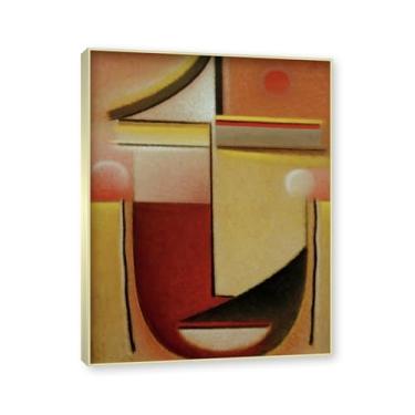Imagem de NHLDZYH Moldura champanhe. Alexej von Jawlensky, impressão clássica, (cabeça abstrata vermelha-branca - dourada), decoração de parede para cozinha, quarto. 60x80cm