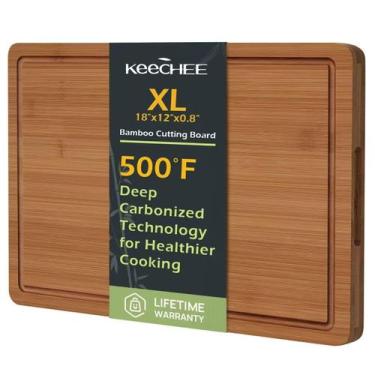 Imagem de Tábua de cortar Keechee Extra Large Bamboo 45 cm com Juice Groove
