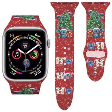 Imagem de Pulseira de desenho animado compatível com Apple Watch 49 mm, 45 mm, 44 mm, 42 mm, 41 mm, 40 mm, 38 mm, pulseira esportiva de substituição para Apple Watch séries 9, 8, 7, 6, 5, 4, 3, 2 e 1 SE, Ultra
