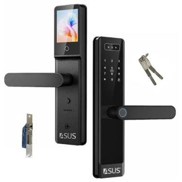 Imagem de Fechadura Digital Eletronica Porta Acesso Biometria Facial Senha Wifi 