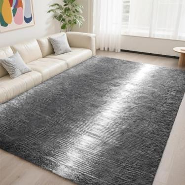 Imagem de DweIke Tapetes infantis fofos de luxo para sala de estar, quarto, 12 x 20 cm, grande, cinza e branco, para meninas e meninos, tapete felpudo de pelúcia antiderrapante e lavável para decoração de