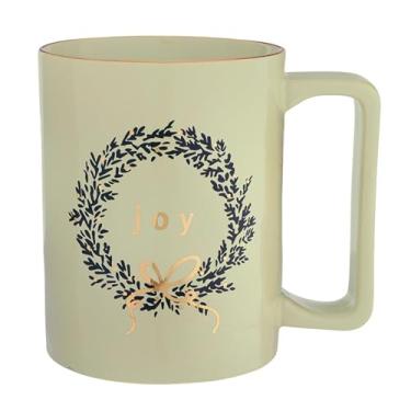 Imagem de Santa Barbara Design Studio Caneca de cerâmica festiva com detalhe de folha dourada, 473 ml, grinalda
